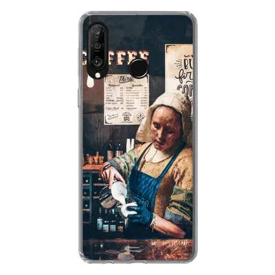 Produktbild von MuchoWow® Handyhülle Schutzhülle Hülle für Huawei P30 Lite Milchmädchen - Barista - Kaffee - Cappuccino Silikon Softcase Handy Hülle - Handyhülle