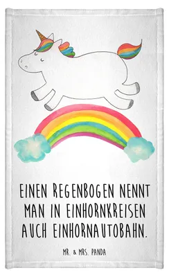 Produktbild von Mr. & Mrs. Panda Handtuch Einhorn Regenbogen - Weiß - Geschenk, Frotteetuch, Einhornpower, Kleines, Gästetuch, Erwachsenwerden, Baumwollhandtuch, Gästehandtuch 30x50