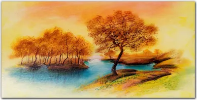Produktbild von Coloray Bild aus Glas 140x70 wohnzimmer glasblock mit bild wanddekoration gehärtetes Glas Dekoration Küche - Herbstwald Natur