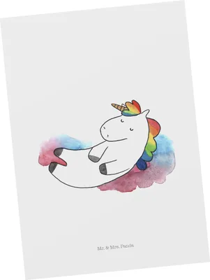 Produktbild von Mr. & Mrs. Panda Postkarte Einhorn Wolke 7 - Weiß - Geschenk, Postkarten, Ansichtskarte, Witzig, Unicorn, Einhörner, Grußkarte, Fotokarte, bildkarte, Menschen