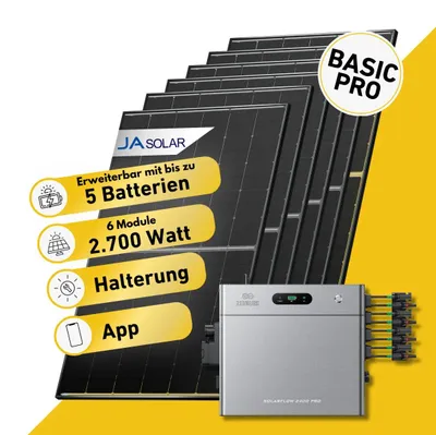 Produktbild von Balkonstrom Balkonkraftwerk 2700W Solaranlage mit Speicher | Ziegeldachhalterung | 2xSolarmodul Bifazial | Zendure SolarFlow 2400 Pro