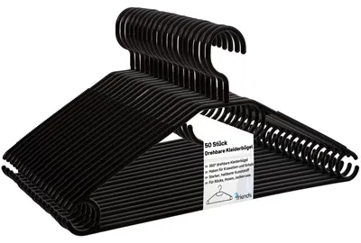 Image de 100 pièces de cintres noirs gain de place avec crochet pivotant