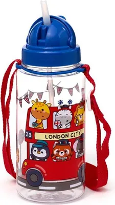 Zdjęcie produktu dla Butelka bidon dziecięcy 450ml ze słomką i paskiem - Adoramals London