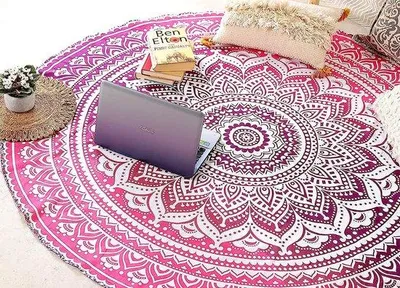 Produktbild von Famanu Rundes Strandtuch Mandala - Rosa, 127 cm