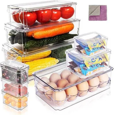 Immagine prodotto di Contenitore trasparente per frigorifero, impilabile, senza BPA, per la cucina