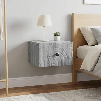 Image de vidaXL Table de chevet murale, lot de 2, gris Sonoma, 33 x 34,5 x 20 cm