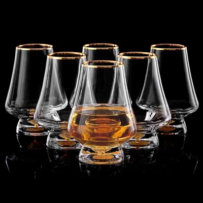 Productafbeelding van Whiskyglazen, set van 6, 235 ml, kristal met 24-karaats bladgoudvlokken, BPA-vrij, loodvrij