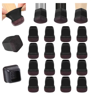 Produktbild von Famanu Möbeluntersetzer für Stuhlbeine, Silikon, Bodenschutz, für Möbelbeine, Tischbeine, für Hartholzböden, schützt vor Kratzern und Lärm (vierkant,