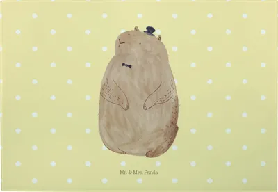 Produktbild von Mr. & Mrs. Panda Küchenbrett Murmeltier - Gelb Pastell - Geschenk, Frühstücksbrett, Servierplatte, Vesperplatte, Anstand, Schneidebrett Glas, Respekt, Knigge, Hackbrett