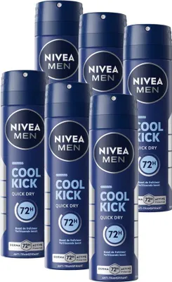 Produktbild von NIVEA NIVEA MEN Cool Kick Deodorant Spray - Anti-Transparent Deo - 72h Schutz - Vorteilspackung - 6 x 150 ml