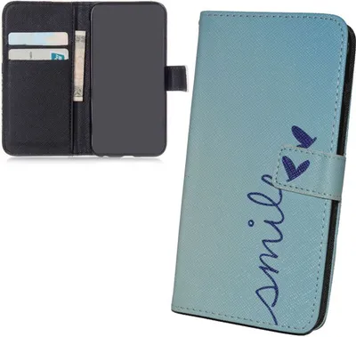 Produktbild von Handyhülle Tasche für Handy Sony Xperia M5  Schriftzug Smile Blau