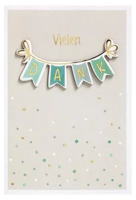 Produktbild von Dankeskarte Feelings, Applikation, Motiv „Vielen Dank“ mit Wimpelkette