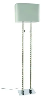 Produktbild von Design LED Stehlampe DOUBLE – Lichtsäule mit Stoffschirm Hellgrau, doppelt schaltbar von Sompex