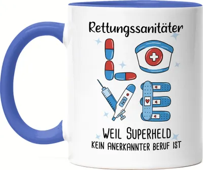 Produktbild von Ich Bin Rettungssanitäter Weil Superheld Kein Anerkannter Job Ist Tasse Blau Geschenk Danke Sagen
