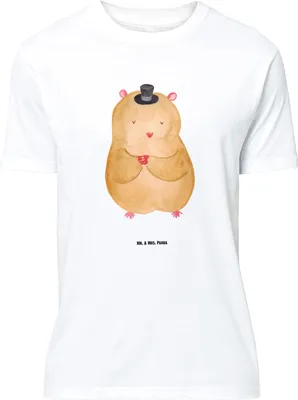 Produktbild von Mr. & Mrs. Panda Größe L T-Shirt Hamster Hut - Weiß - Geschenk, Zwerghamster, Magier, Shirt, Zylinder, Tshirt, Lustige Sprüche, mit Spruch, Zauberer