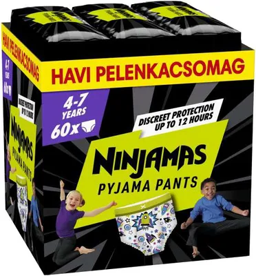 Produktbild von Pampers Ninjamas Pyjama Jungen Windelhosen 4-7 Jahre (17-30 kg) 60 Stück