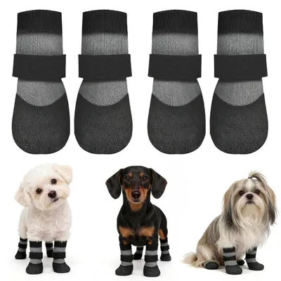 Zdjęcie produktu dla Wodoodporne buty dla psa - ochrona łap, antypoślizgowe - zestaw 4 sztuk - rozmiar M - szerokość buta 5 cm - elastyczne dopasowanie - buty dla psa