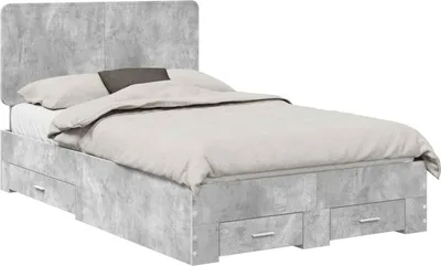 Immagine prodotto di vidaXL Giroletto con testiera grigio cemento 135 x 190 cm materiale a base di legno