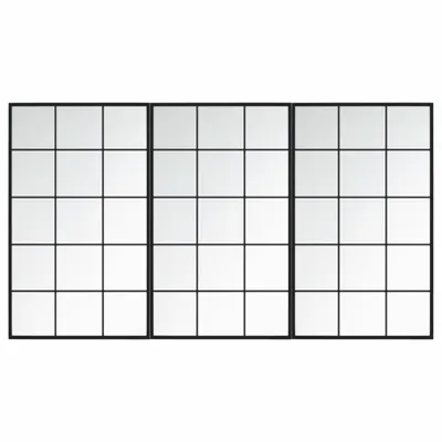 Produktbild von Wandspiegel 3 Stk. Schwarz 100x60 cm Metall