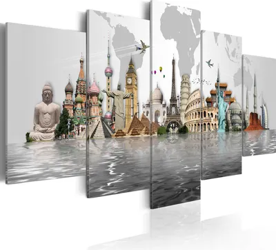 Produktbild von Modernes Wandbild 030213- 29 (100x50) - 5 Teilig Bilder Fotografie auf Vlies Leinwand Foto Bild Dekoration Wand Bilder Kunstdruck Architektur