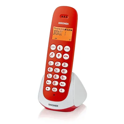 Zdjęcie produktu dla Brondi Adara, Telefon w systemie DECT, Zestaw słuchawkowy bezprzewodowy, Głośnik, 20 wejścia, Nazwa i identyfikacja dzwoniącego, Czerwony, Biały