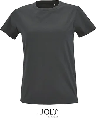 Produktbild von SOLs 02080 | Damen Round Neck Fitted T-Shirt Imperial - Farbe: Dark Grey (Solid) - Größe: XXL