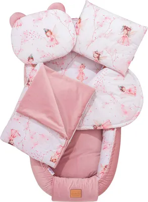 Produktbild von Little Fairy & Smokey Pink Soft Velvet 5-teiliges Set XXL Babynest