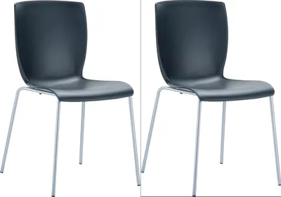 Produktbild von CLP 2er Set Bistrostühle Mio mit Aluminiumgestell und Kunststoffsitz schwarz