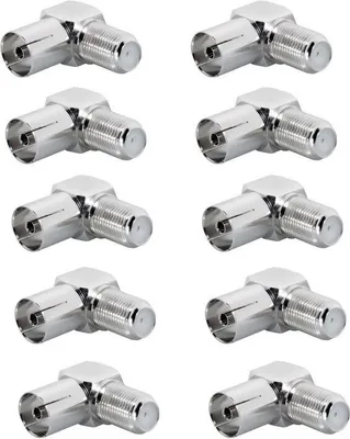 Produktbild von ARLI 10x 90° TV Antennen Winkeladapter – IEC Koax Kupplung 9,5 mm auf F-Kupplung Winkel Adapter F Buchse / Kupplung