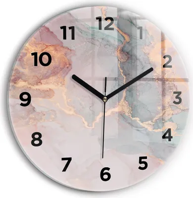 Produktbild von Wallfluent Wanduhr – Stilles Quarzuhrwerk - Uhr Dekoration Wohnzimmer Schlafzimmer Küche - Zifferblatt - schwarze Zeiger - 30 cm - Marmor Textur