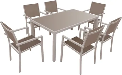 Image de Salon de jardin BERGAMO en textilène taupe 6 places - aluminium taupe