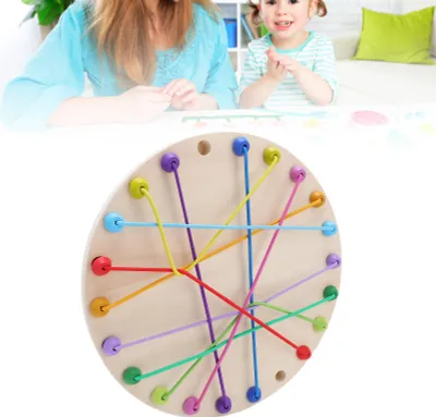 Imagen del producto de Juego de rompecabezas con cuerda de madera, interactivo y de múltiples niveles, para ayudar a los niños pequeños a desarrollar sus habilidades