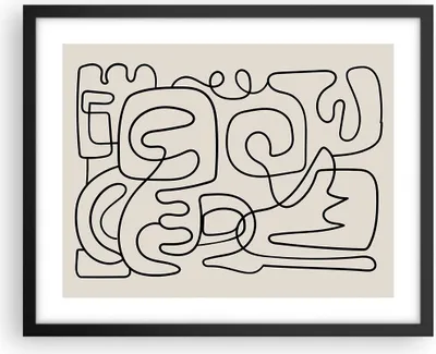 Produktbild von Gerahmtes Poster - Schwarzer Rahmen - Linien Figuren Formen - 50x40 cm - Wand Bild - Wanddeko - Wandbilder - Kunstposter - Wandposter - Bilderrahmen - Bilder - Kunstdruck - P2BAA50x40-5121