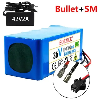 Produktbild von E-Bike Akku 36V 100Ah - 10S4P Lithium-Ionen Batteriepacks - Für E-Bike und Scooter - 42V Ladeschlussspannung - Integriertes BMS - Bullet-SM Anschluss