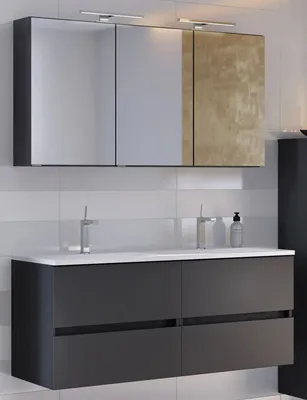 Produktbild von Waschtisch-Set Badezimmer Handwaschplatz Gästebad Waschplatz Badmöbel "Baabe IV" Graphit/Grau-Matt