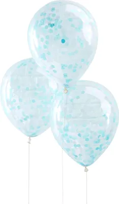 Produktbild von 5 Konfetti-Luftballons Hellblau 30 cm - Einheitsgröße