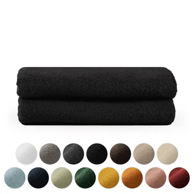 Image de Blumtal Premium Set de serviettes éponge avec boucles de suspension - coton  Oeko-TEX, doux, très absorbant - 2X serviette (50x100 cm), noir