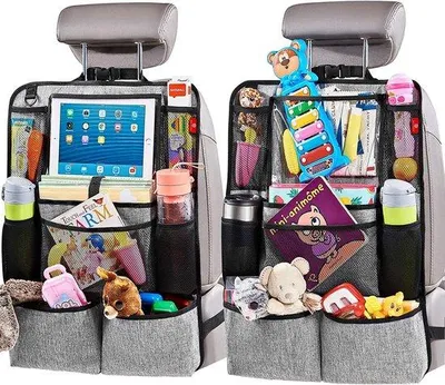 Produktbild von Famanu Autositz-Organizer - mit Tablet-Halter und 9 Fächern - grau