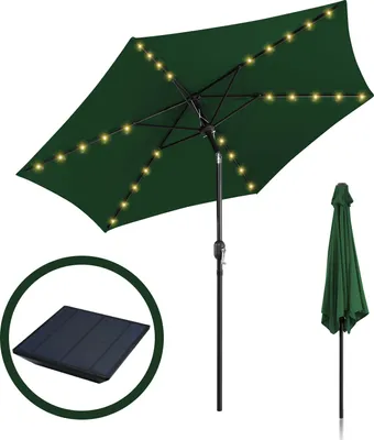 Immagine prodotto di Aopunly ombrellone a sbalzo 270 cm con LED solare, apertura a 30°, protezione UV, manovella - verde - ombrellone da giardino ombrellone a sbalzo