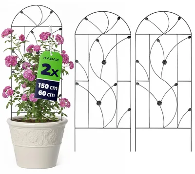 Immagine prodotto di KADAX Griglia metallica 60 x 150 cm, 2 pezzi, supporto per piante rampicanti, graticcio per rose in acciaio verniciato a polvere, supporto per rose rampicanti e clematidi