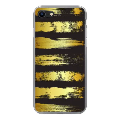 Produktbild von MuchoWow® Handyhülle Schutzhülle Hülle für iPhone SE 2020 Goldene Streifen auf schwarzem Hintergrund Silikon Softcase Handy Hülle - Kartenbesitzer