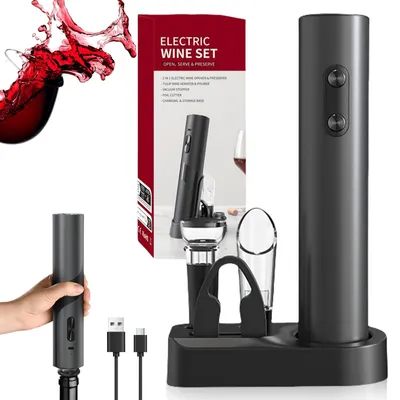 6-in-1 Elektrischer Korkenzieher, Weinöffner mit Folienabschneider