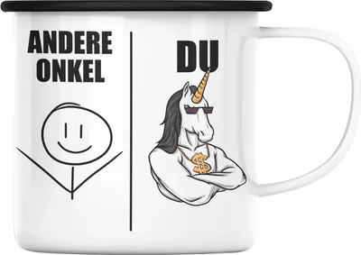 Produktbild von Trendation - Bester Onkel Geschenk Emaille Tasse Onkel Coole Geschenkidee für Onkel von Nichte oder Neffe (Schwarz)