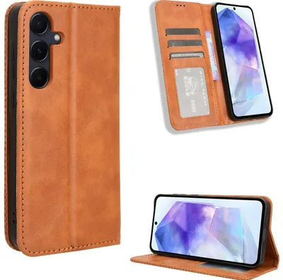 Produktbild von Mobigear Sensation  Samsung Galaxy A35 Hülle Klapphülle Geldbörse - Braun