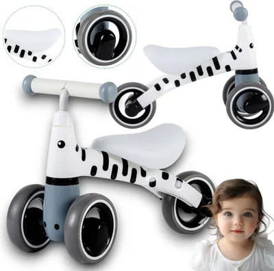 Produktbild von Laufrad Kinder Fahrrad Zebramuster, Fahrrad-Laufrad, Lauflernrad, Kinderlaufrad, Rutscher, Balance Bike, Stahlrahmen, Dreirad ohne Pedal, 1-3 Jahre