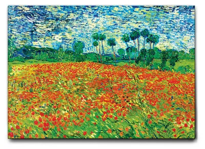 Produktbild von Giallobus - Mohnfeld - Vincent Van Gogh - 70L x 50B cm - Bild - Leinwand mit Standardrahmen