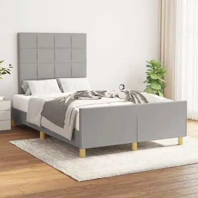 Produktbild von vidaXL Bettgestell mit Kopfteil Hellgrau 120x200 cm Stoff - Bettgestell Mit Kopfteil - Bettgestelle Mit Kopfteile - Bettgestell - Bett Mit Kopfteil