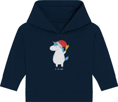 Produktbild von Mr. & Mrs. Panda Organic Baby Hoodie Einhorn Weihnachtsmann 12. - 18. Monat - French Navy - Geschenk, Weihnachten, Schokolade, Unicorn, Kapuzenshirt, Nikolaus