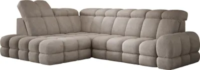 Image de DomoHome Canapé d'angle Tollo Sand Tissu Anthologie Côté gauche 302x217x105 cm, Canapé en L avec fonction sommeil, Tiroir de lit 120x85x17 cm, Réglable électriquement