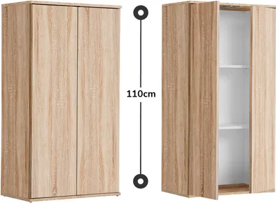 Immagine prodotto di armadio multiuso mokebo® largo 60 cm 'Der Schlanke', schedario stretto o armadio per la casa in 60x110x34 cm (L/H/D), anche come armadio per ufficio o piccola scarpiera in rovere Sonoma, marrone